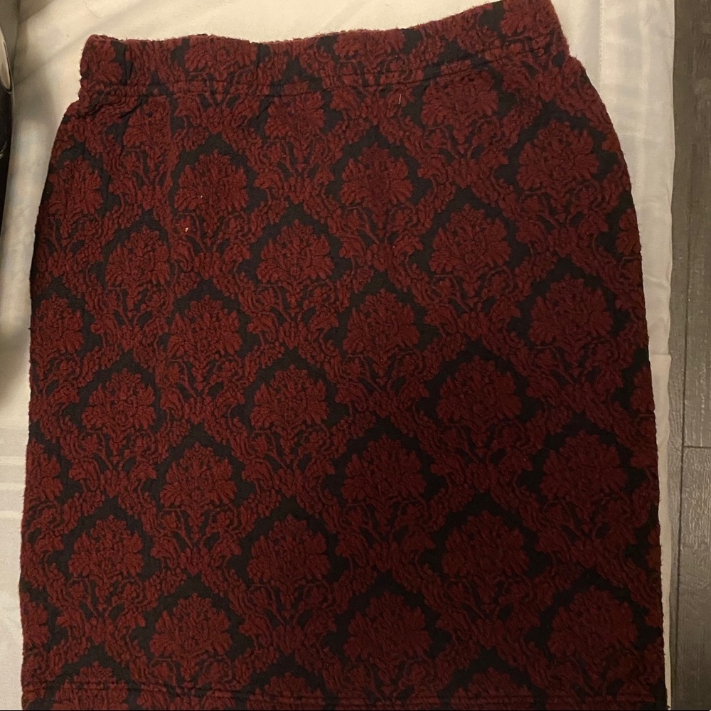 Maroon and black mini skirt